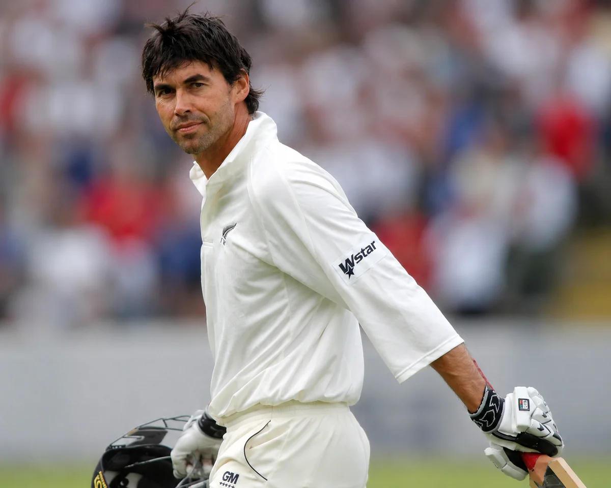 Stephen Fleming walking off in New Zealand whites during his playing career